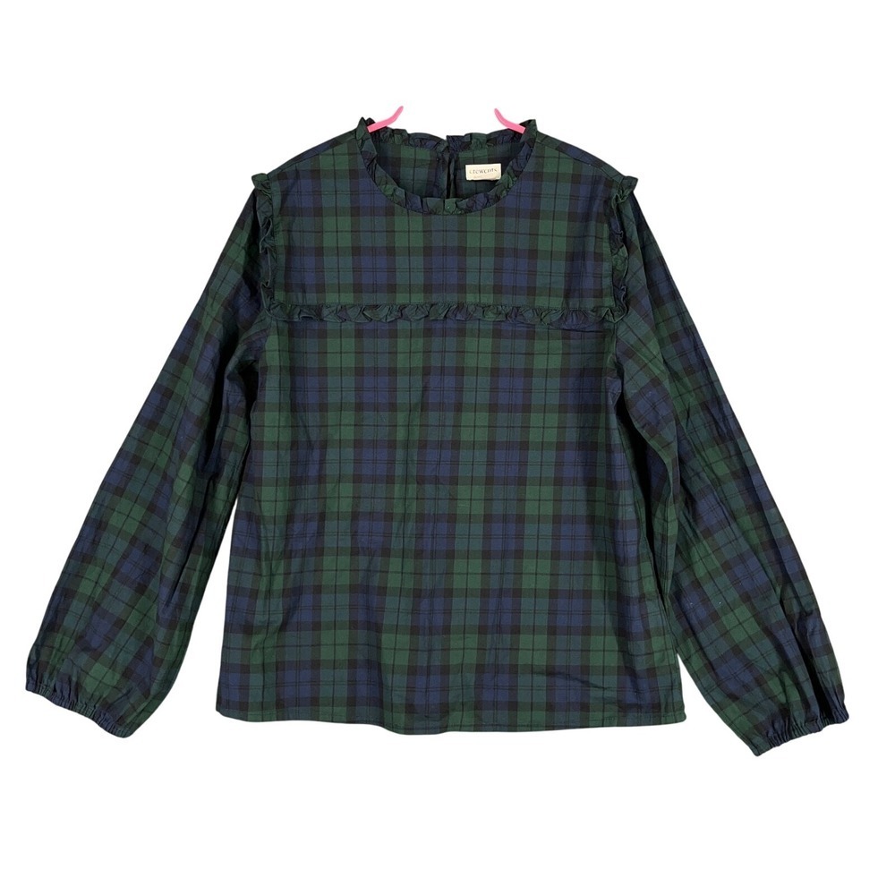 Crewcuts Blouse‎ Girls 12 Tartan Plaid Ruffle Top Preppy Classic Everyday